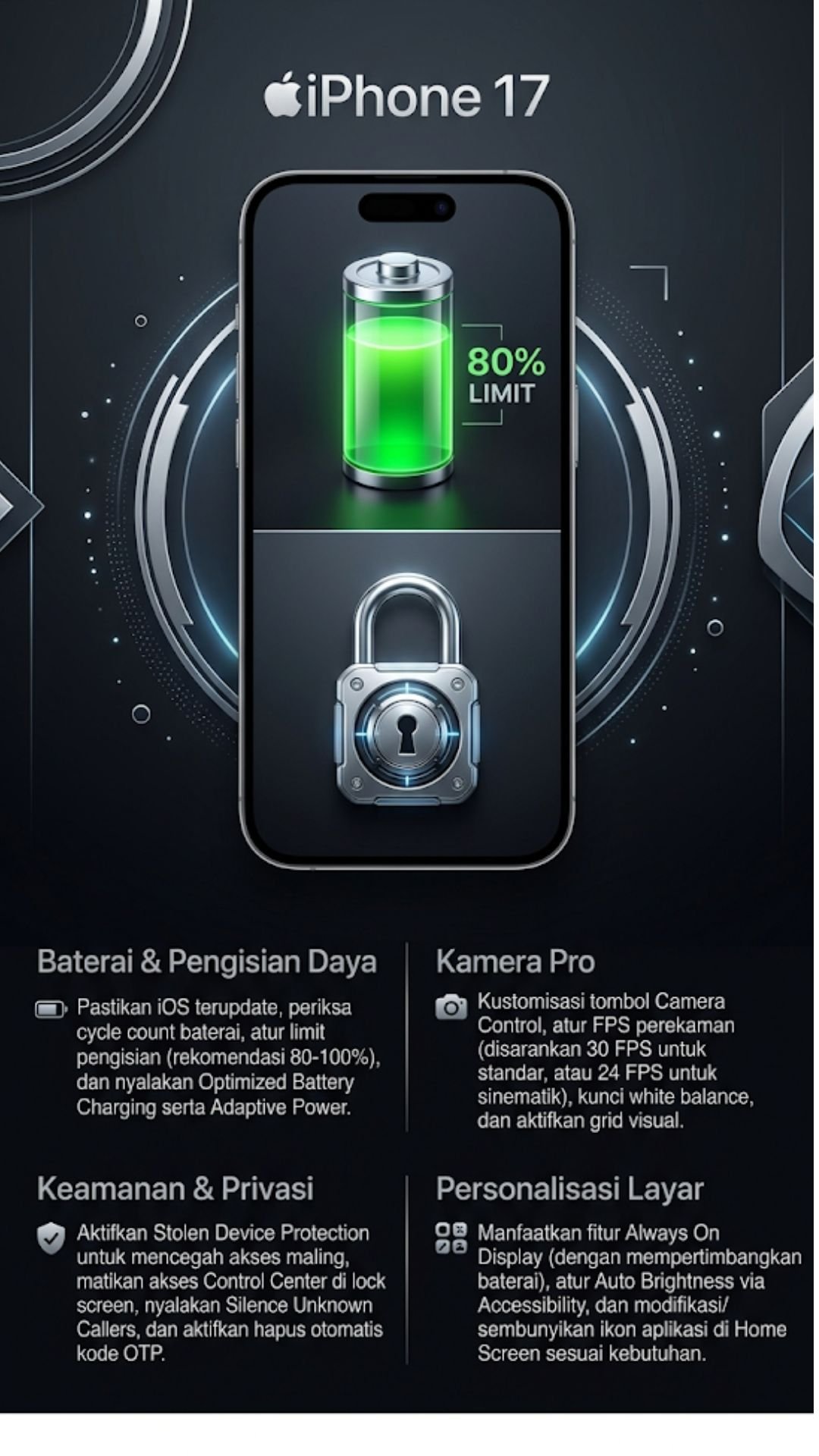 25 Settingan Wajib iPhone 17 Baru Biar Makin Pro & Awet Baterai! 3 Ringkasan 25 Settingan Wajib iPhone 17 Baru
