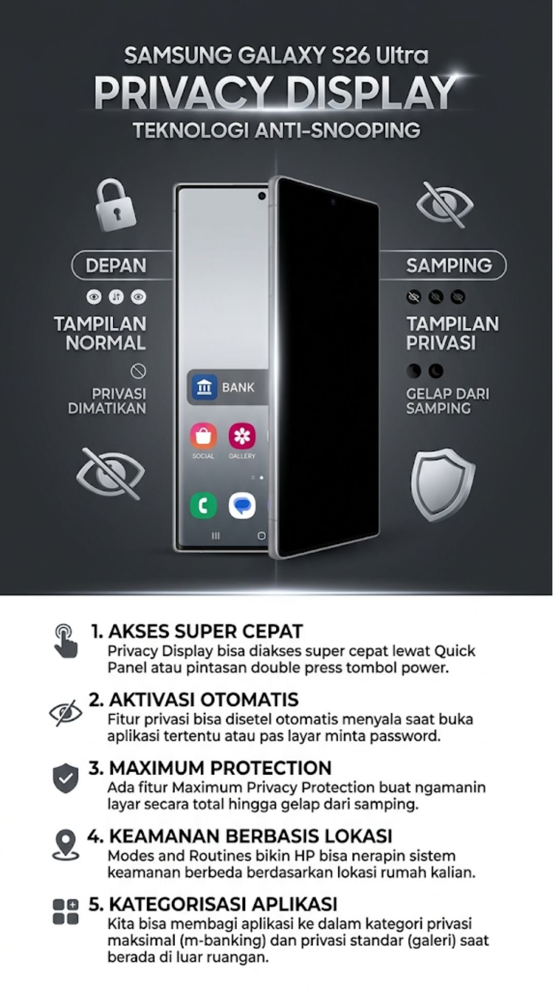 Cara Ampuh Setting Privacy Display Samsung Galaxy S26 Ultra 4 Ringkasan Cara Ampuh Setting Privacy Display Samsung galaxy S26 Ultra