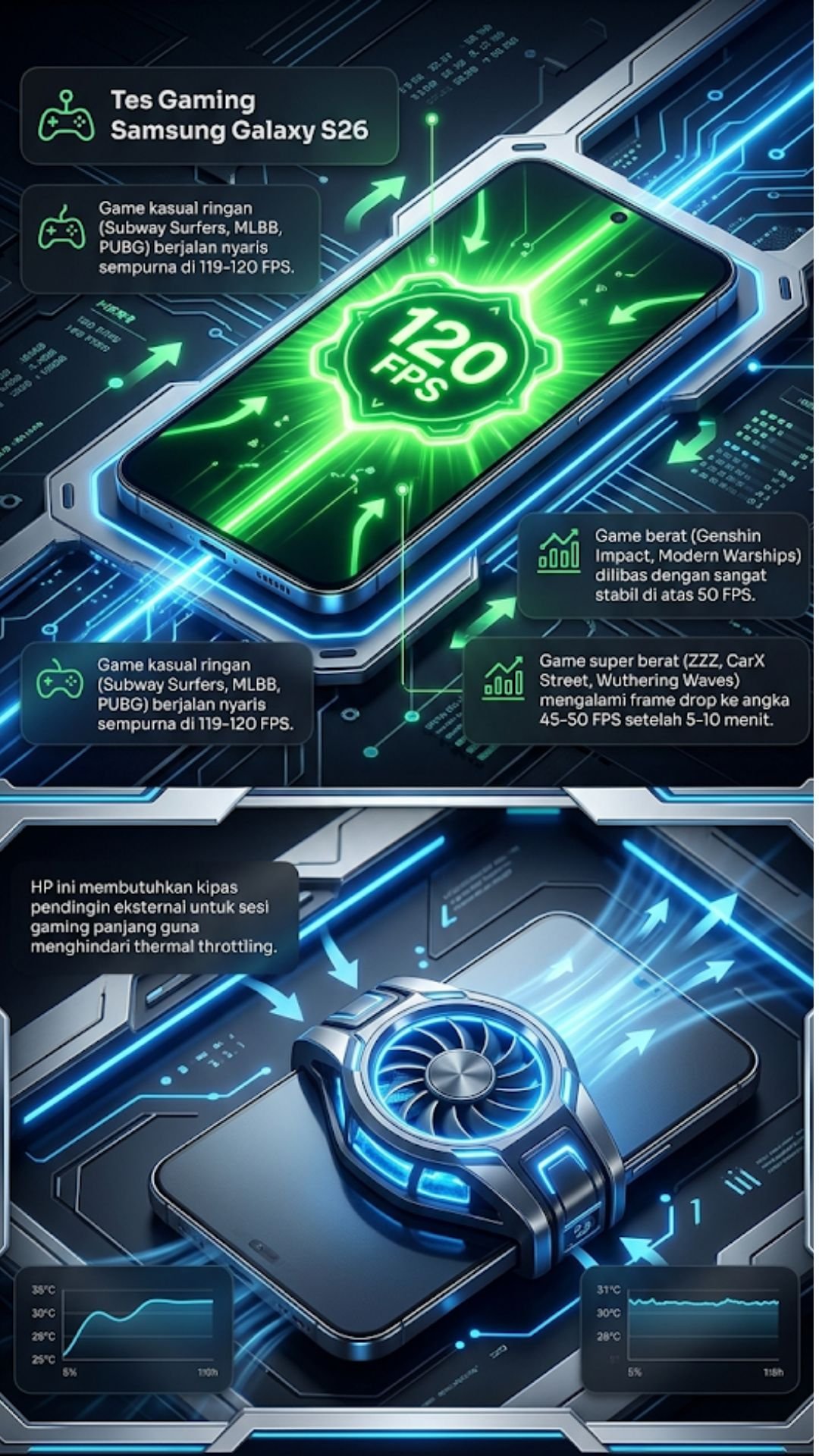 Tes Gaming Samsung Galaxy S26: Exynos 2600 Rata Kanan Beneran Kuat? 4 Ringkasan Tes Gaming Samsung Galaxy S26 Exynos 2600 Rata Kanan Beneran Kuat